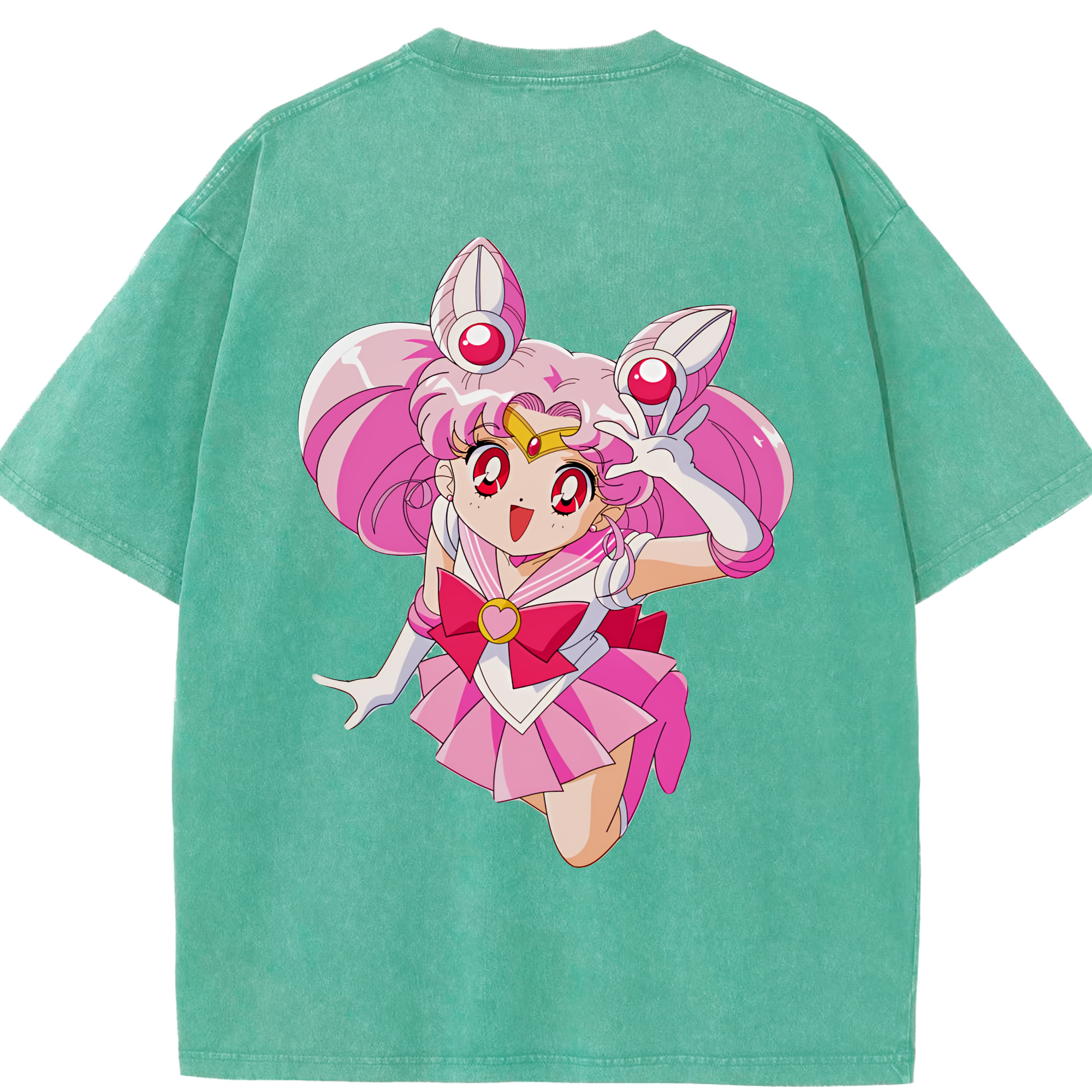 （画像用） 美少女戦士セーラームーン ちびうさ Sailor Moon Chibiusa Tsukino Usagi Small Lady Serenity 綿100% ヴィンテージ風 半袖Tシャツ（背面プリント）